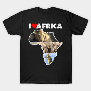 I Love Africa Wildlife Collage Map T-Shirt